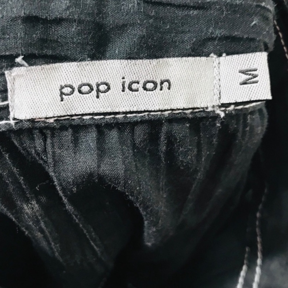Pop Icon Wrinkled Look Short Sleeve Shirt, Black, Medium - Picture 3 of 5